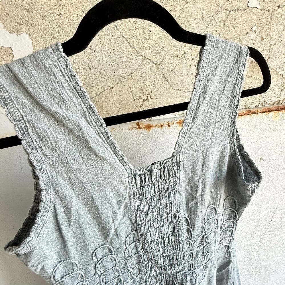 Mini Dress Embroidered Cotton Light Blue‎ Casual Travel Coastal Vacation Size M - Picture 5 of 7